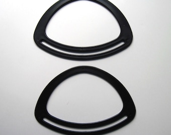 Black Plastic Triangle Bag Handles: Purse Making Supplies (Pair)