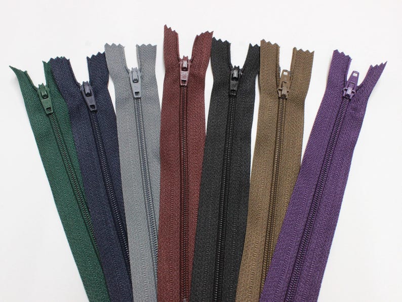 12" zips, 12 inch zips, 30cm assorted zippers, bag making supplies, dressmaking zips, cushion zips, uk craft and sewing supplies image 3
