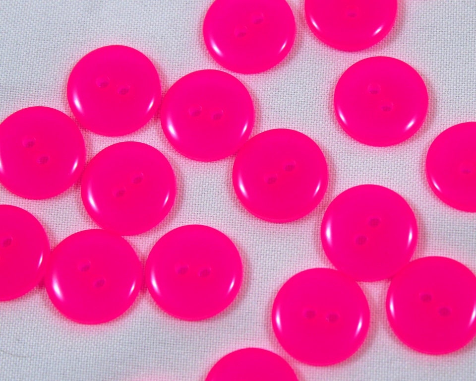 Neon Pink Buttons, Fluorescent Pink Buttons, Bright Pink Buttons