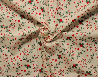 Holly Berry Christmas Cotton Fabric - Rose and Hubble