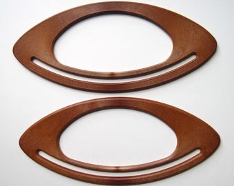 Asas ovaladas para bolso, par de asas ovaladas para bolso, efecto madera marrón, suministros para hacer bolsos, asas para bolsos de tejido, suministros para hacer bolsos, tienda en el Reino Unido