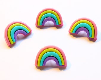 Pastel rainbow buttons, rainbow arch shaped shank buttons, colourful children's buttons, UK shop, candy coloured buttons,