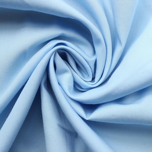Sky blue cotton fabric, light blue craft cotton, Rose and Hubble candy blue  poplin fabric, bright blue, sewing supply, UK fabric SHOP