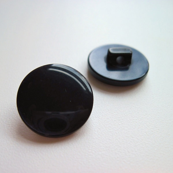 Black pearly buttons, black dressmaking buttons, black blouse buttons, glossy pearl buttons, shank buttons black, UK button shop,