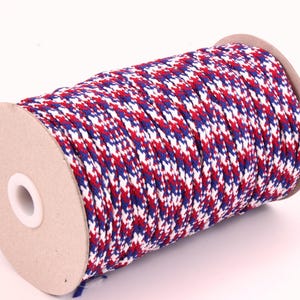 Red white and blue cord drawstring, union jack pattern drawstring cord, bag making, drawstring bag cord, hoodie cord, UK bunting supplies
