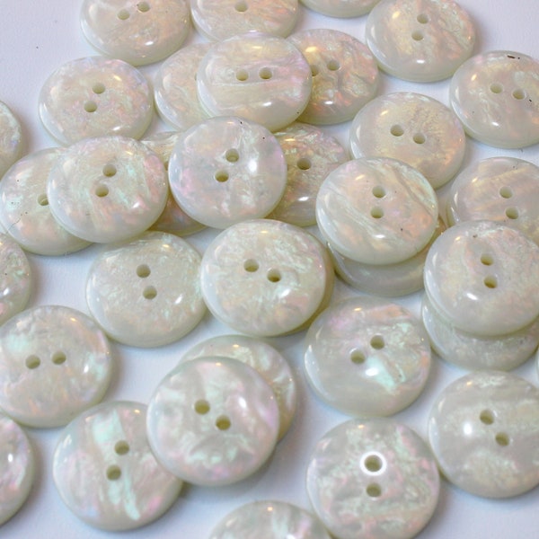 WHITE mother of pearl buttons, white shimmer mermaid buttons, pearly sheen buttons, plastic mother of buttons, white glitter buttons UK shop