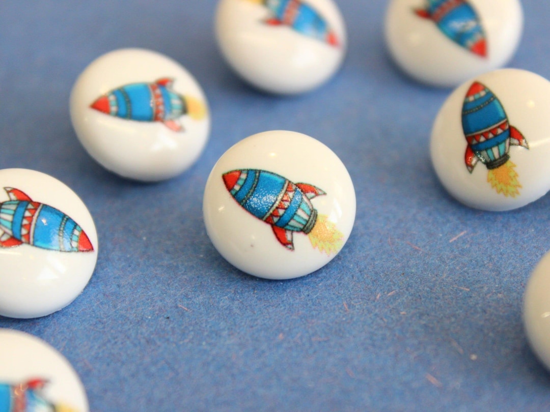 10x SPACE ROCKET Buttons, Space Theme Backing Buttons, Decorations for ...