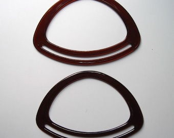 Amber bag Handles, pair of bag handles, amber triangle bag handles, bag making supplies, purse notions, UK supplies shop, UK haberdashery