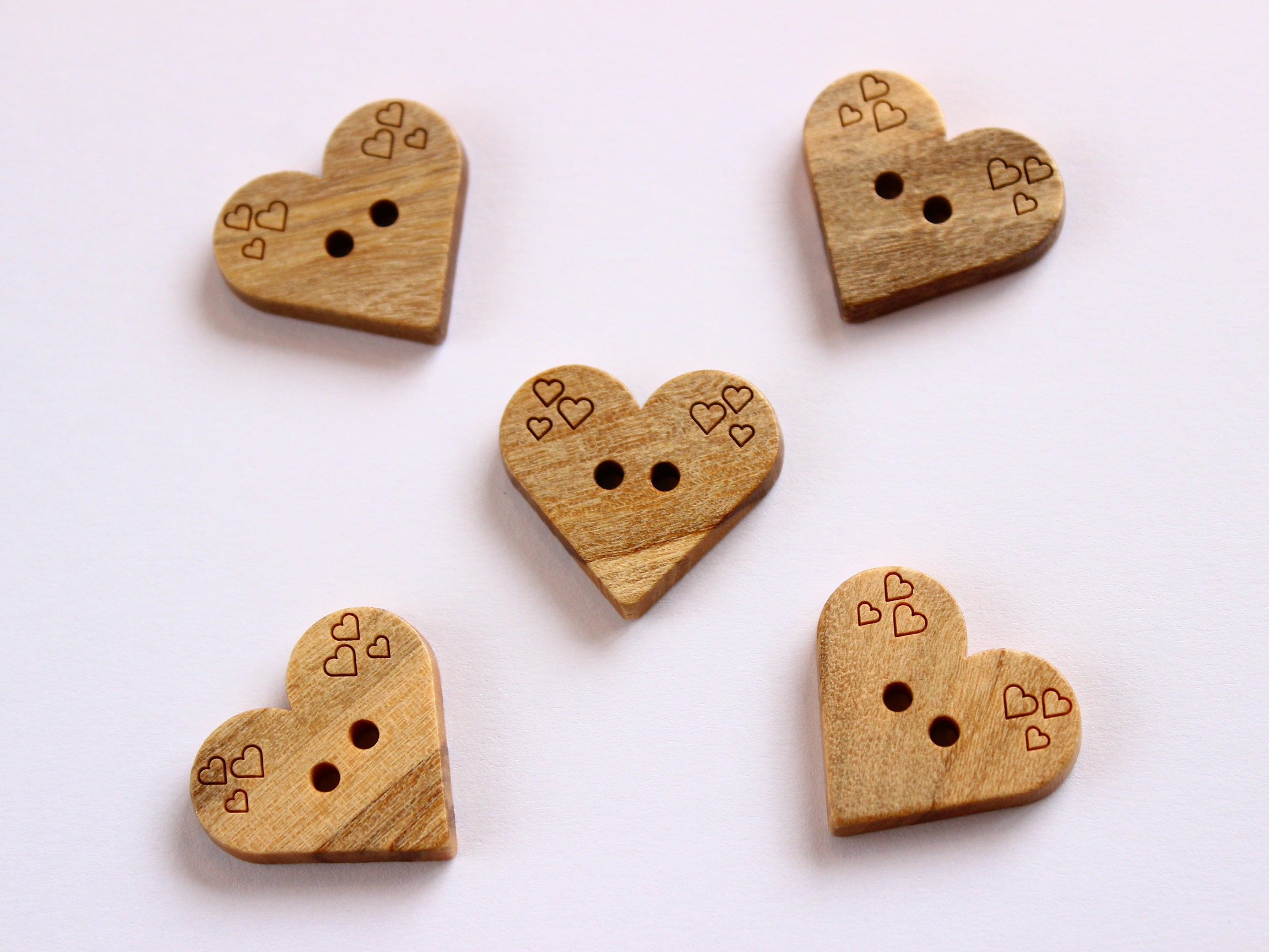 Wooden Heart Buttons With Cute Kawaii Colorful Owl Pattern - Temu
