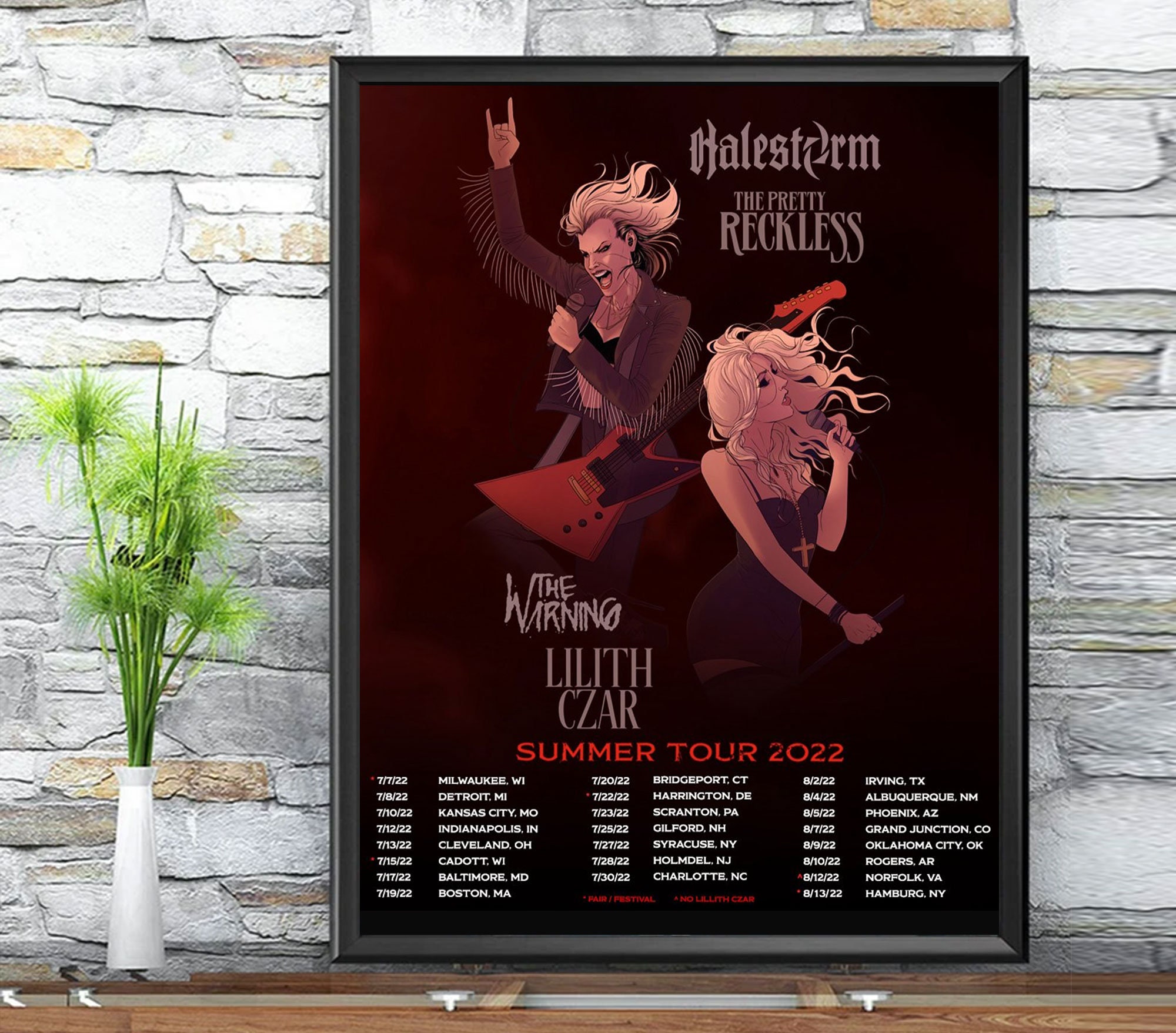 Halestorm and the Pretty Reckless 2022 US Tour Poster