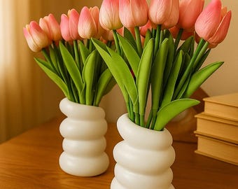 Modern White Bubble Plastic Vase – Minimalist Abstract Flower Holder for Dried Flowers, Shelf or Desk Home Decor Accent