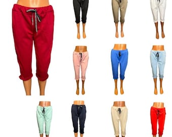 Pantalon Capri femme, pantalon d'été, viscose stretch, longueur 3/4, pantalon décontracté, M-XXL
