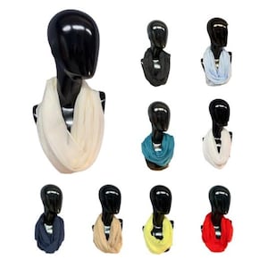 Damhalsduk med öglor, enfärgad, mjuk och lätt, rund halsduk tillverkad av viskosbomull, tubhalsduk i många färger, enkel vardagshalsduk