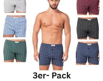 Herren Boxer Shorts 3er Pack Baumwolle Boxershorts Unterhose S-3XL Farbmix