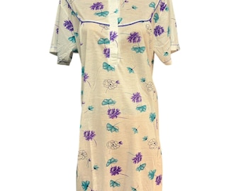 Damen Nachthemd Baumwolle Schlafkleid Kurzarm Nachtwäsche Floral M-3XL