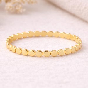 14k Yellow Gold Dotted Ring - Solid Fine Jewelry Band Jewelry