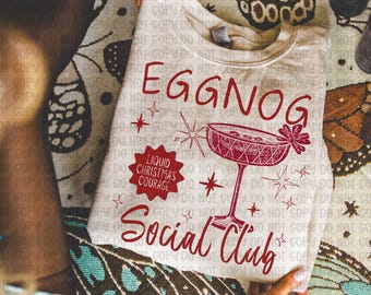 Eggnog Christmas Drink png, Retro Holiday Spirit Cocktail Club, Vintage Christmas png, Christmas Sublimation Design, Christmas Cocktail png