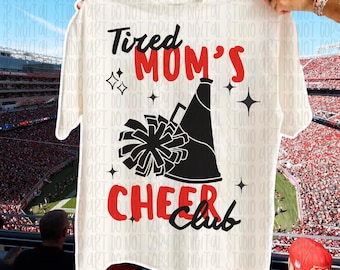 Cheer Mom Doodle Png, Cheerleading Instant Download, Trendy Cheer Competition png, Retro Cheer Mom Sublimation, Tired Cheer Mom Club Design