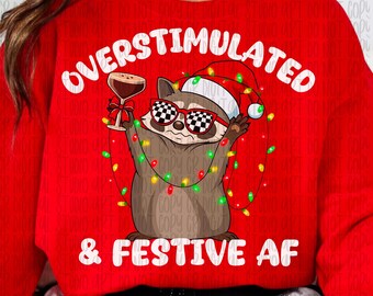 Sobreestimulado y festivo png, Mapache navideño divertido png, Chica salvaje navideña png, Navidad retro basura png, Diseño salvaje y festivo