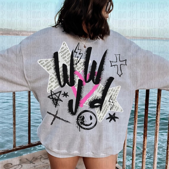 Grunge WWJD Png, Vintage Distressed Christian Bible Verse png, Faith Based Digital Sublimation, Trendy Religious png