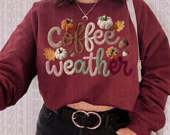 Hilo sintético para el clima del café (PNG), descarga digital de hilo de café, hilo de ganchillo (PNG), diseño de camiseta de otoño, diseño de camiseta para amantes del café