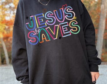 Doodle Jesus Saves Png, Preppy Retro Christian Bible Verse png, Faith Based Digital Sublimation, Boho Christian png, Trendy Jesus png