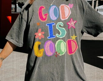 Preppy God Is Good Png, Retro Christian Bible Verse png, Sublimazione digitale basata sulla fede, Boho Christian png, Trendy Jesus png