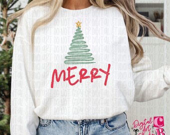Merry Christmas Png, Minimalist Christmas Shirt Design, Xmas Digital Sublimation, Retro Christmas Tree png, Christmas png