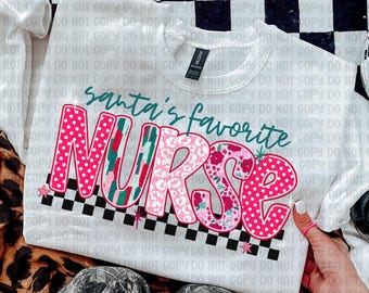 Enfermera favorita de Santa Claus, Navidad preppy, Enfermera coqueta navideña, Regalo para enfermeras, Diseño retro navideño de enfermera, Enfermera