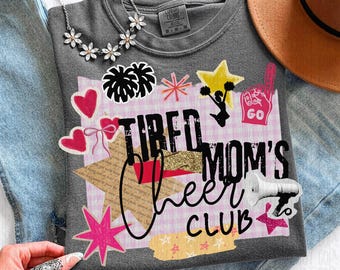 Preppy Cheer Mom Png, Retro Cheerleading Collage png, Cheer Bow Coquette png, Proud Cheer Mom Sublimation, Cheer Competition Shirt Design