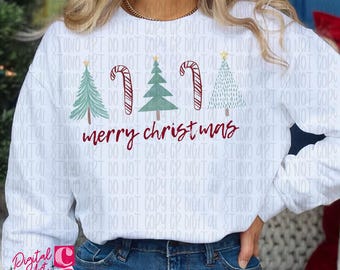 Preppy Christmas Tree Png, Merry Christmas Shirt Design, Candy Cane Trees Coquette png, Xmas Digital Sublimation, Minimalist Christmas png