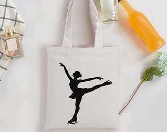 Bolsa de lona estampada de doble cara con silueta de patinador