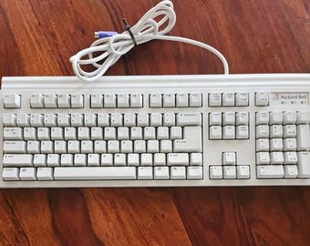 Vintage Packard Bell Mechanical Wired Keyboard PS/2 Connector Model 5131