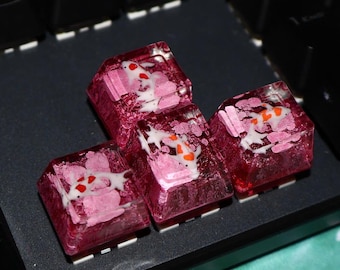 Handmade Pink Koi Fish Resin Arrow Keycaps - OEM Profile Set