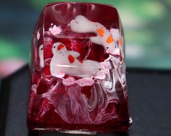 Handmade Red Koi Pond Resin Keycap – Glossy Artisan SA Profile