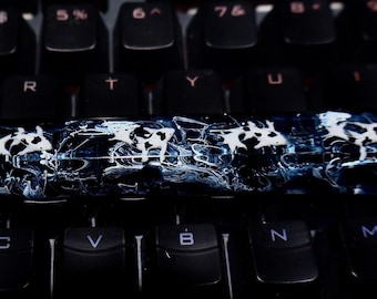 Barra espaciadora artesanal de resina koi azul humo profundo: tecla Cherry MX