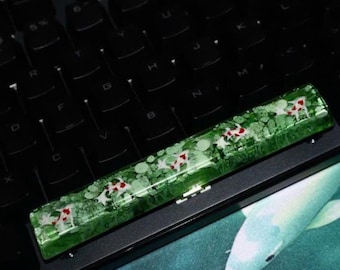 Green Koi Resin Keycap | Handmade 6.25u Spacebar