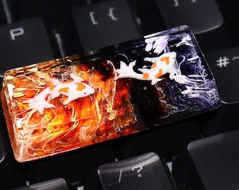 Handmade Koi Pond Enter Keycap | Resin Artisan Keycap Polished Finish | Holiday Keyboard Gift