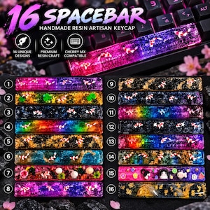 Handgemaakte koivijver spatiebalk keycaps, hars ambachtelijke toetsenbord keycap, 6,25u (compatibel met Cherry MX)