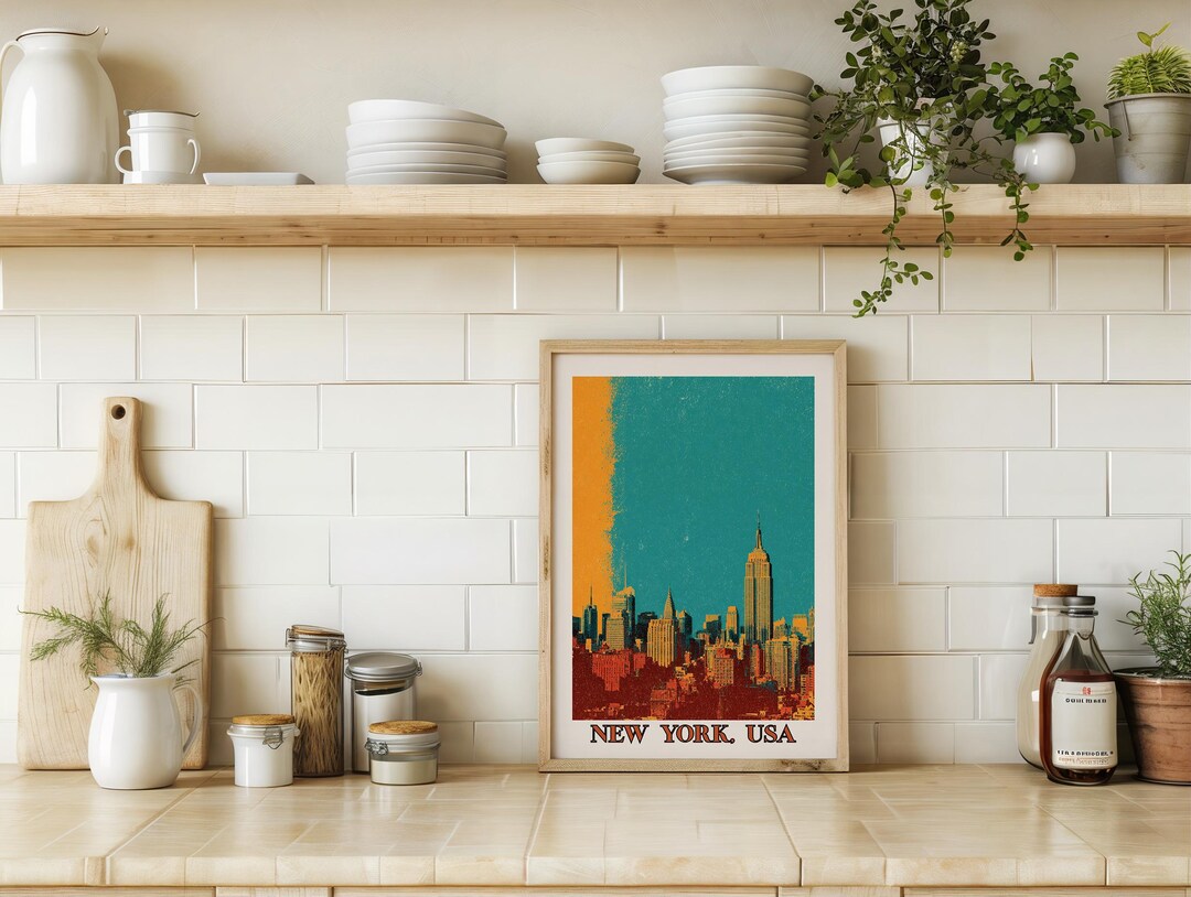 New York City Skyline Poster – Modern Travel Art Print - Etsy