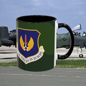 USAFE Front Line Heritage Mug, European 1 Camo Edition | Accent Coffee Mug 11oz 15oz