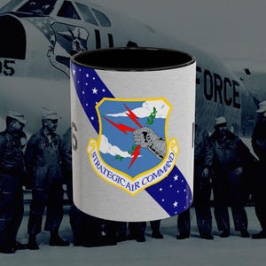 Strategic Air Command Veteran Mug | Aluminum Accent Ceramic Coffee Cup