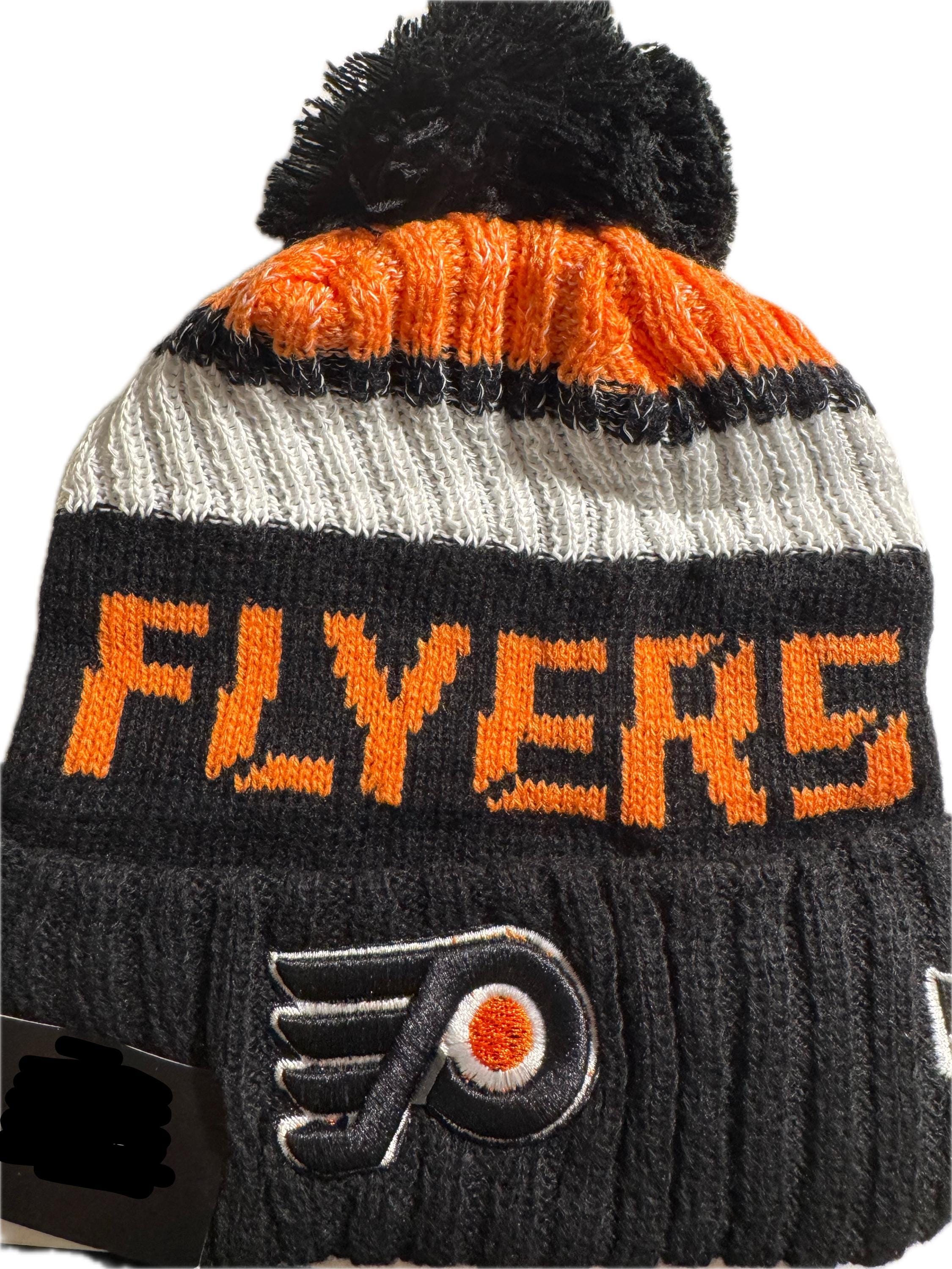Vintage Philadelphia Flyers Patch Cable Knit Pom Pom Hat Philadelphia Flyers Cuffed Pom Knit Beanie | Desertcart Brunei main image 3