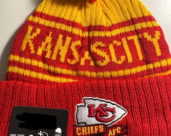 Kansas City Chiefs mössa med pompom i vuxenstorlek