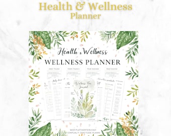 Health and Wellness Planner PDF Nutrition Log Meal Prep Guide Fitness Schedule Mood Habit Track Self Care Mindfulness 18 Pages Digital