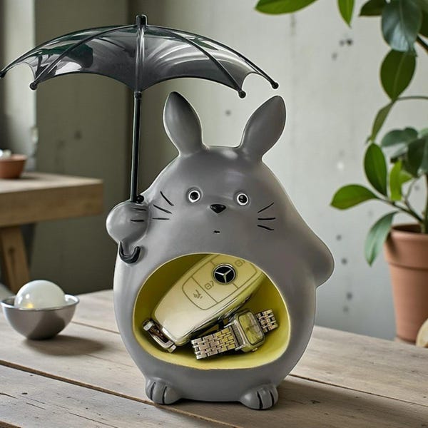 Miniso Creative Cartoon Decor, Cute Cartoon Totoro-Style Ornament, Desktop Key Holder, Home Storage Decoration for Living Room or Bedroom