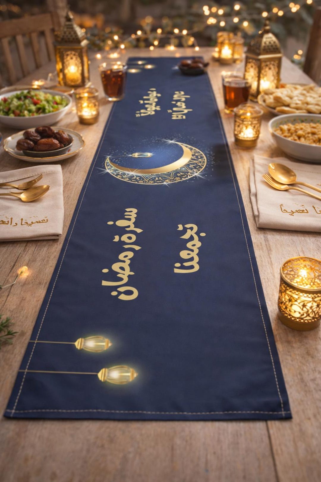 Arabic Crescent Moon Lanterns Table Runner | Ramadan Decor - Etsy Australia