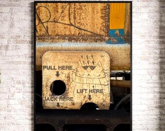 Rusted Train Graffiti Photography Print | Industrial Wall Art | Urban Texture Decor| Lift Anyway