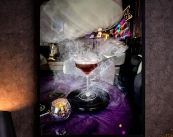 Smoky Cocktail Print | Moody Bar Art, Dark Kitchen Decor