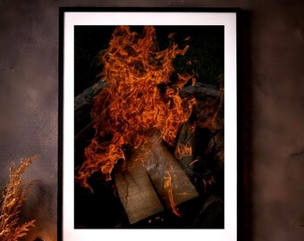 Moody Fire Photography Print | Warm Intimate Wall Art (Museum Quality)